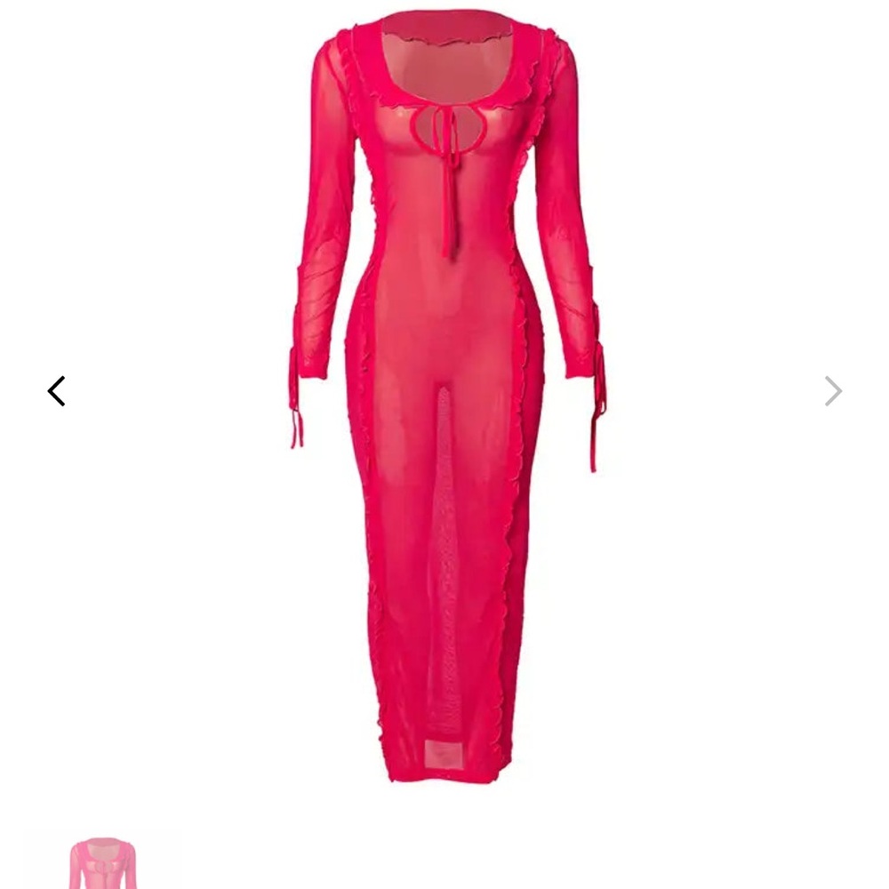 Elegant Pink Sheer Maxi Dress
